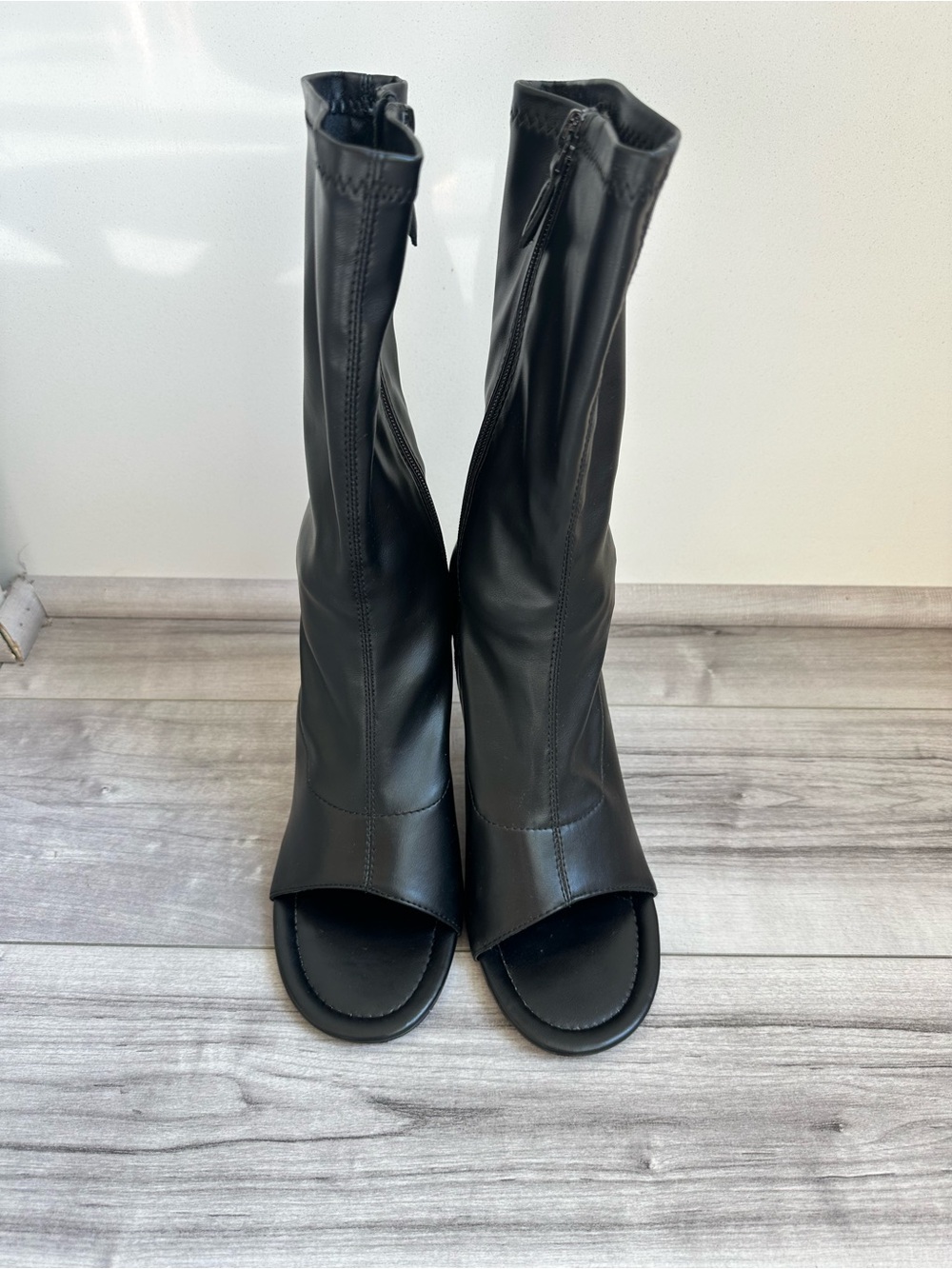 Zara  Black Open-Toe Stretch Booties
